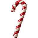 Candy cane with red and white diagonal stripes.