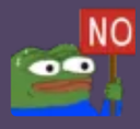 Pepe the Frog holding a red sign that says NO.