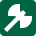 Double-headed axe icon in white on a dark green square background.
