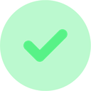 A green circle containing a white checkmark symbol.