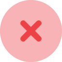 Red circle with a white X symbol in the center.