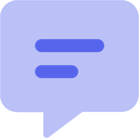 Speech bubble icon in a solid blue color.