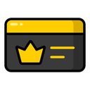 A dark rectangular card with a gold crown icon and two gold horizontal lines.