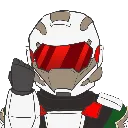 A soldier wearing a white helmet with a red visor performing a military salute.