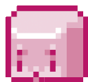 A pink pixel cube character nodding its head in agreement.