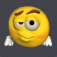 Yellow emoji face with a raised eyebrow and a smug, lopsided smirk.