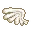 A pixelated white hand making a rock-on gesture with fingers extended.