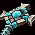 A fantasy mace weapon with glowing blue crystals and a stone handle.
