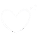 Heart doodle drawn in a sketchy white line style on a black background.