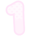 Number one digit in a soft pink color with a subtle polka-dot pattern.