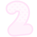 Number two in a pink, polka-dotted, bubbly pixel art style.