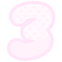 A stylized pink number three featuring a subtle heart pattern.
