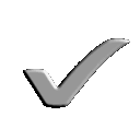 Four metallic silver checkmarks arranged in a horizontal row.