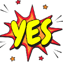 The word YES in yellow letters inside a red and orange comic book style explosion.