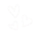 Three hand-drawn white hearts arranged in a cluster against a black background.