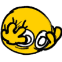 Yellow face covering its eyes with both hands in a gesture of disbelief or embarrassment.