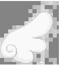 A pair of small, white pixelated wings surrounded by tiny sparkling dust particles.