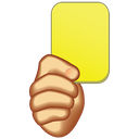 Hand holding up a bright yellow rectangular card as a penalty warning.