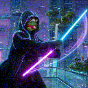 PepeJedi animated GIF emoji - Glitching Neon Code Tier 7