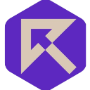 A beige arrow pointing towards the upper right corner inside a purple hexagon.