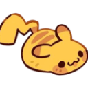 A cute yellow blob creature with a happy expression and a small tail.