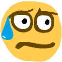 Yellow face with a brown-outlined expression of anxiety and a large blue sweat drop on the side.