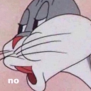 Bugs Bunny making a disgusted face with the word no written below him.