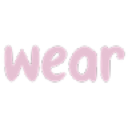 The word wear written in rounded pink bubble letters on a black background.