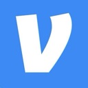 Letter V in white font centered on a blue square background.