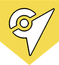 A black geometric pointer icon centered on a yellow diamond-shaped background.