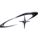 A metallic four-pointed star surrounded by a spinning ring against a black background.