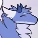 A blue dragon with a sleepy, content expression and closed eyes.