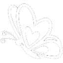 Butterfly with a heart-shaped body drawn in white line-art on a black background.