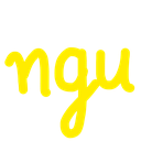 Yellow text reading ngu in a bold, hand-drawn font against a black background.