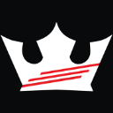 Crown symbol in white with red horizontal lines on a black background.