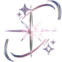 A stylized, glowing starburst with sharp, purple-tinted points and a bright white center.