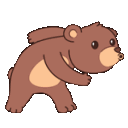 A cute brown bear waddling and dancing in a rhythmic, repeating loop.