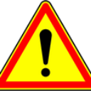 A yellow triangle warning sign with a red border and a black exclamation mark in the center.