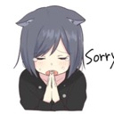 Anime girl with cat ears pressing hands together in an apologetic gesture with the word Sorry written next to her.