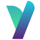 Letter V with a blue to purple gradient and a green geometric accent.