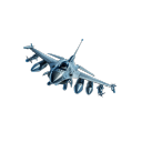 Fighter jet flying forward in a 3D style.