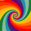 A colorful rainbow spiral spinning in a hypnotic vortex pattern.