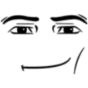 A pair of white eyes staring intensely from a pitch black background.