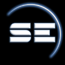 Letters S and E in a bold white font surrounded by a glowing blue arc on a black background.