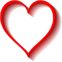 Heart symbol in vibrant red against a black background.