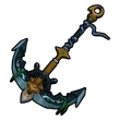 Shark-themed anchor with gold accents and a sharp, predatory design.