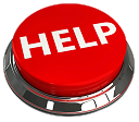 A shiny red circular button with the word HELP in white capital letters.