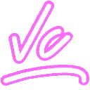 Neon pink letters VC written in a cursive script style with a line underneath.