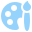 Artist palette and paintbrush icon rendered in blue pixel art style.