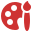 Artist palette and paintbrush icon in solid red on a black background.